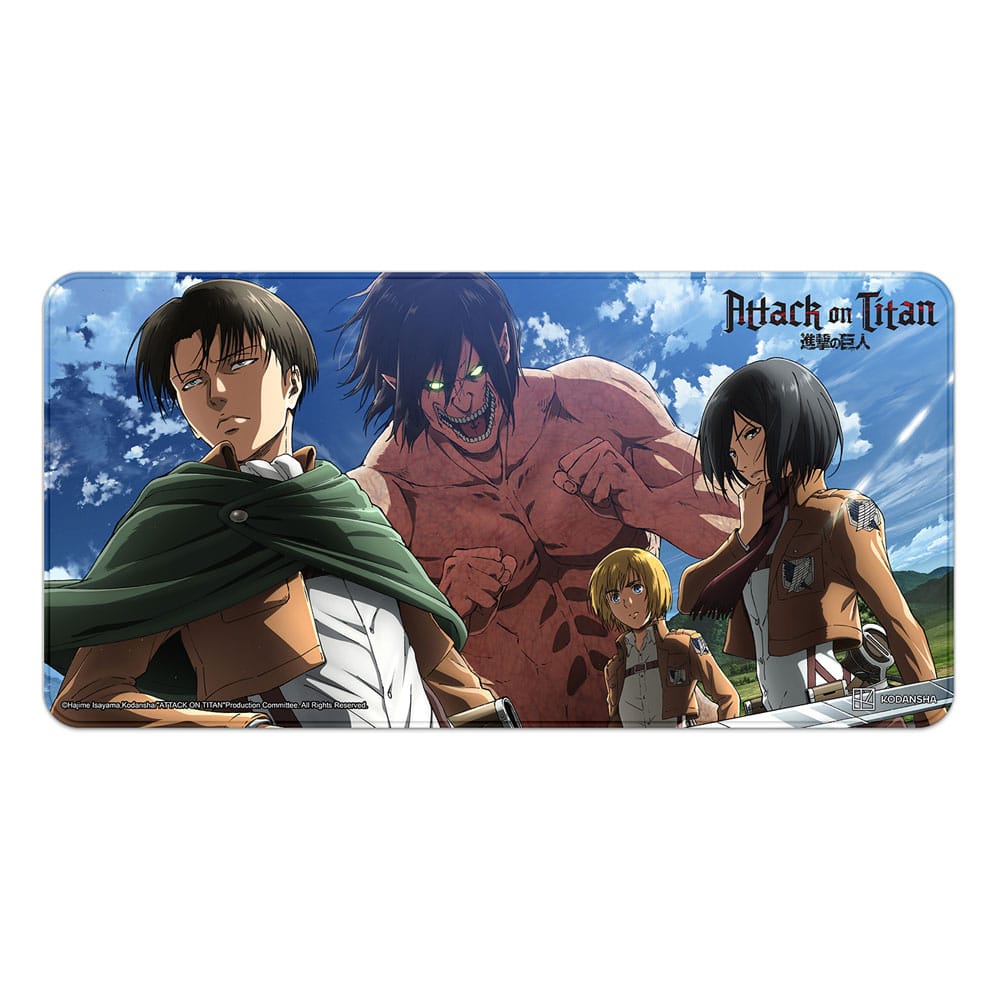 SU ORDINAZIONE Attack on Titan XXL Mousepad Eren, Mikasa, Armin, Levi
