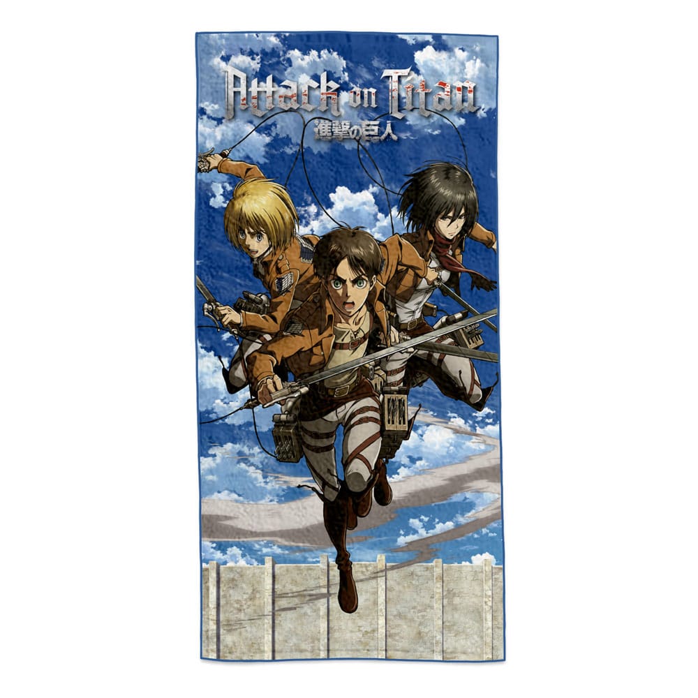 SU ORDINAZIONE Attack on Titan Towel Eren, Mikasa & Armin 150 x 75 cm ESAURITO