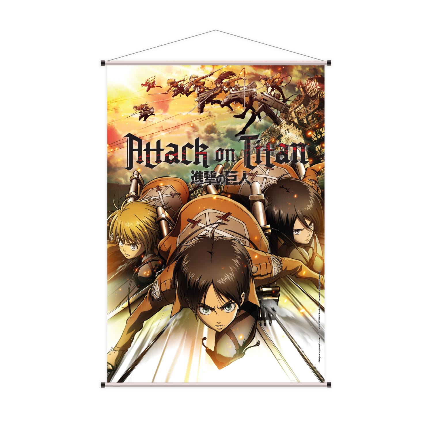 SU ORDINAZIONE Attack on Titan Wallscroll Eren, Mikasa & Armin 60 x 90 cm
