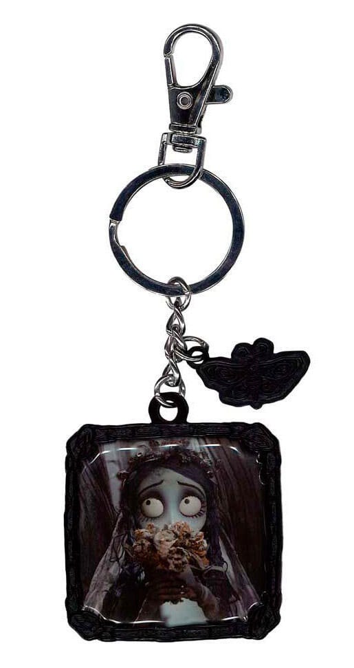 Auf Bestellung gefertigter Schlüsselanhänger „Corpse Bride“ aus Metall mit Blumenmuster, 7 cm