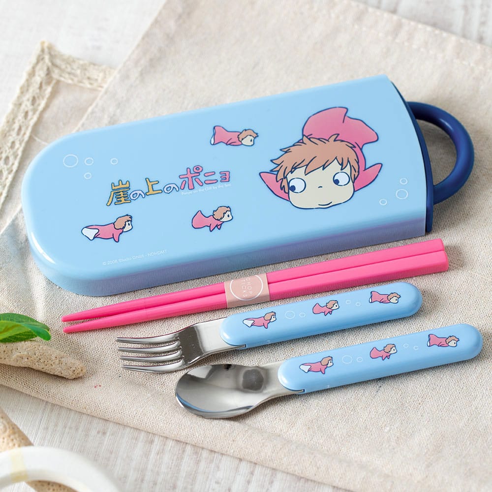 SU ORDINAZIONE Ponyo Chopsticks & Spoon & Fork Set Ponyo on the Cliff *PREZZO SPECIALE*