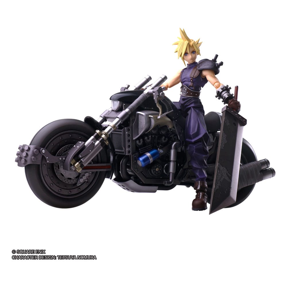 Auf Bestellung gefertigt: Final Fantasy VII Bring Arts Actionfigur und Fahrzeug Cloud Strife &amp; Hardy-Daytona, 15 cm