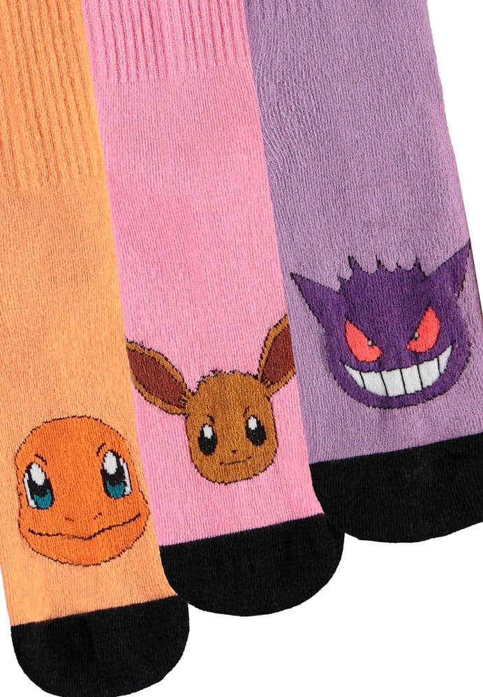 MADE TO ORDER Pokemon Socks 3-Pack Heads Colormix 35-38