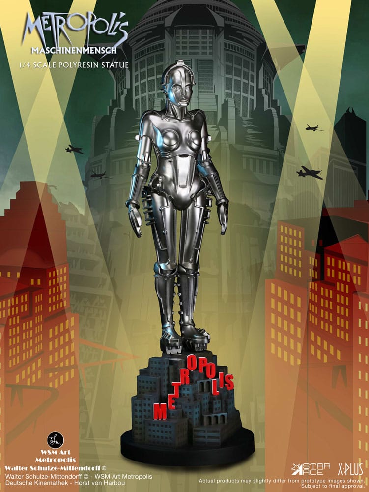 SU ORDINAZIONE Metropolis Statue 1/4 Maschinenmensch Silver 40 cm