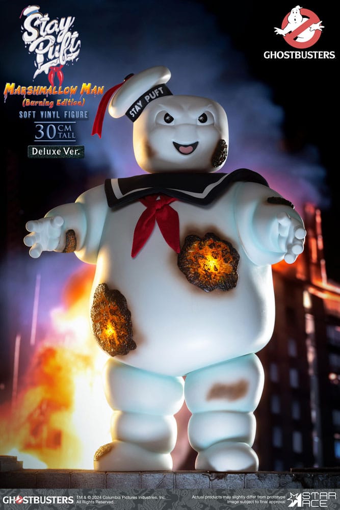 SU ORDINAZIONE Ghostbusters Soft Vinyl Statue Stay Puft Marshmallow Man Burnign Edition Deluxe Version 30 cm *PREZZO SPECIALE*