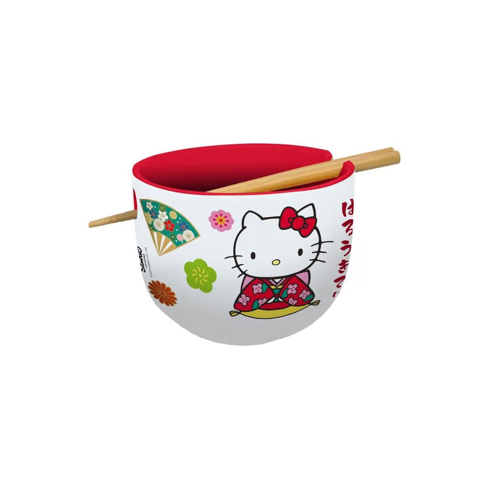 SU ORDINAZIONE Sanrio Ramen Bowl with Chopsticks Hello Kitty Japan