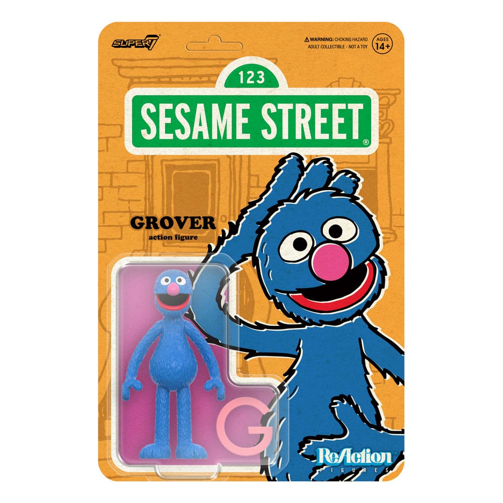🧪 LAB | SU ORDINAZIONE Sesame Street ReAction Action Figure Wave 05 Grover 10 cm     