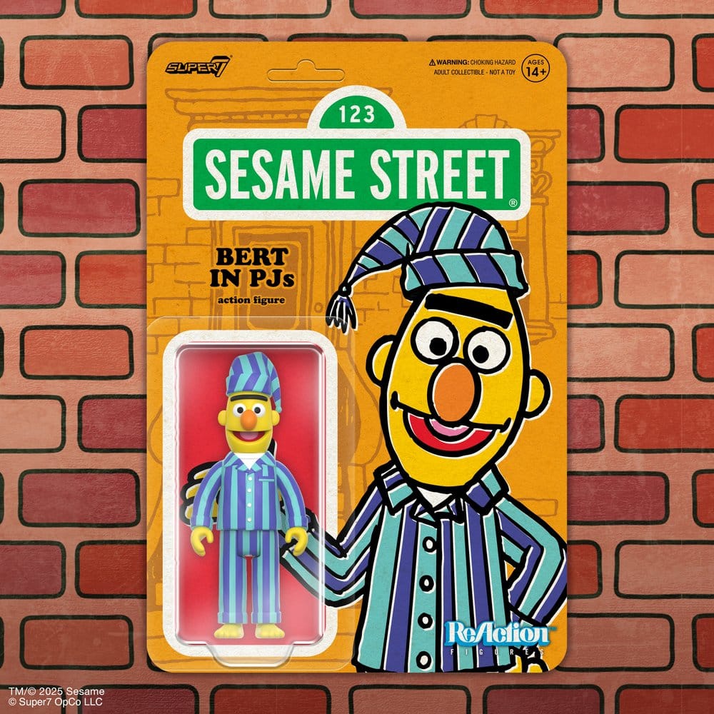 🧪 LAB | SU ORDINAZIONE Sesame Street ReAction Action Figure Wave 06 Bert (PJ) 10 cm      