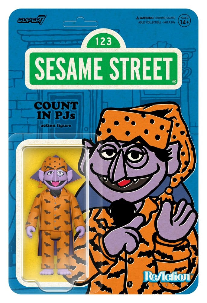 🧪 LAB | SU ORDINAZIONE Sesame Street ReAction Action Figure Wave 06 Count Von Count (PJs) 10 cm      