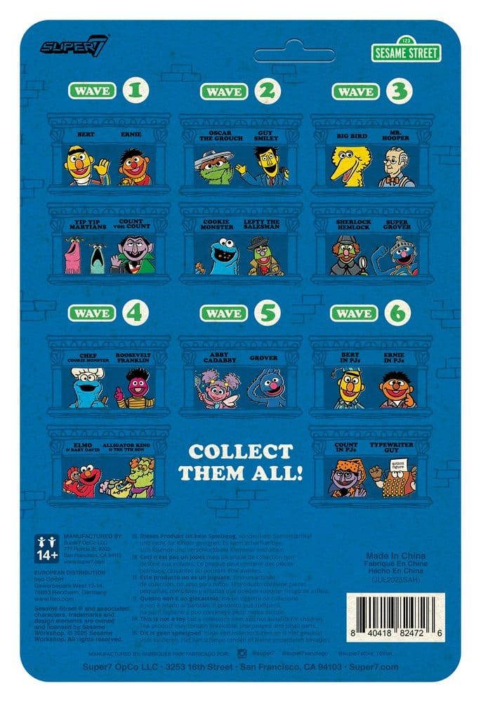 🧪 LAB | SU ORDINAZIONE Sesame Street ReAction Action Figure Wave 06 Count Von Count (PJs) 10 cm      