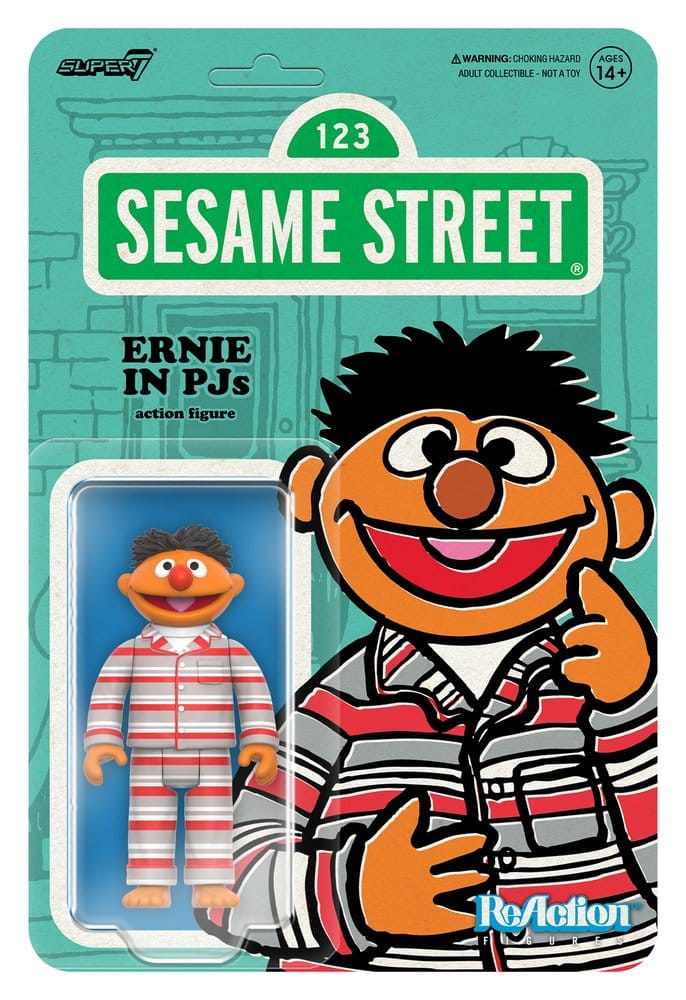 🧪 LAB | SU ORDINAZIONE Sesame Street ReAction Action Figure Wave 06 Ernie (PJs) 10 cm      