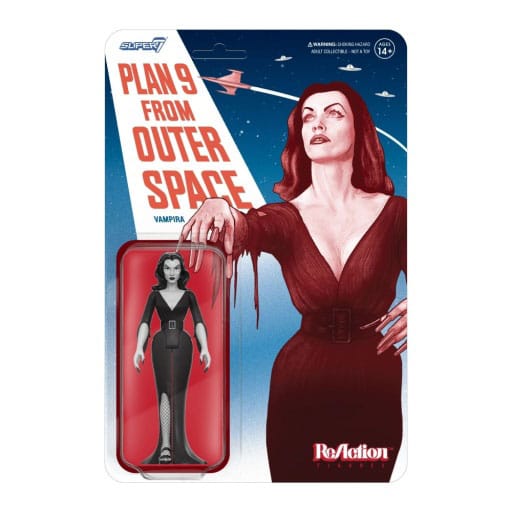 Auf Bestellung gefertigt: Vampira ReAction Actionfigur Welle 01 Vampira Plan 9 Graustufen 10 cm AUSVERKAUFT