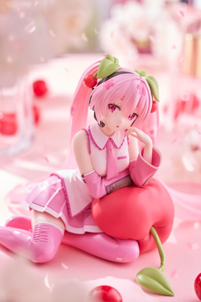 IN STOCK Hatsune Miku PVC Statue Desktop Cute Figure Sakura Miku Cherry Cushion Ver. 13 cm