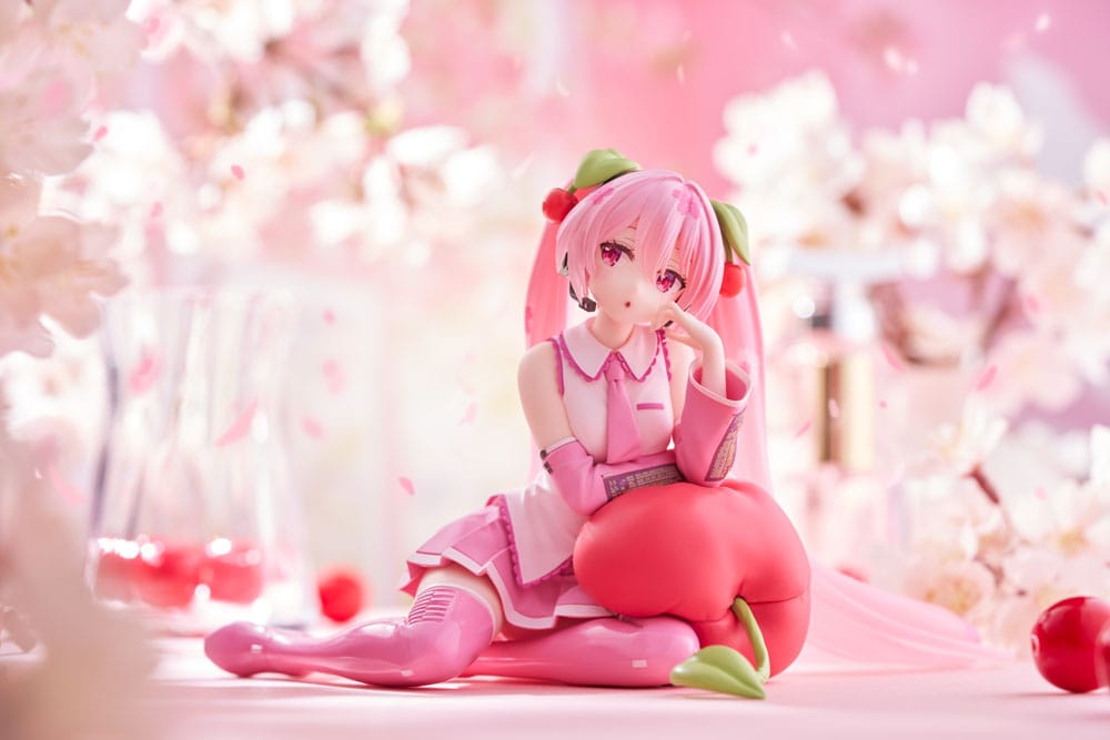 IN STOCK Hatsune Miku PVC Statue Desktop Cute Figure Sakura Miku Cherry Cushion Ver. 13 cm
