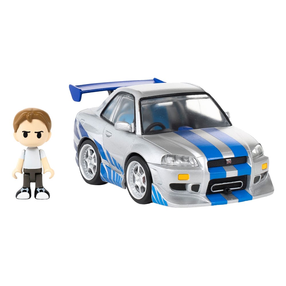SU ORDINAZIONE Fast & Furious Q-Village Vehicle with mini-figure Nissan Skyline GT-R (R34) 9 cm