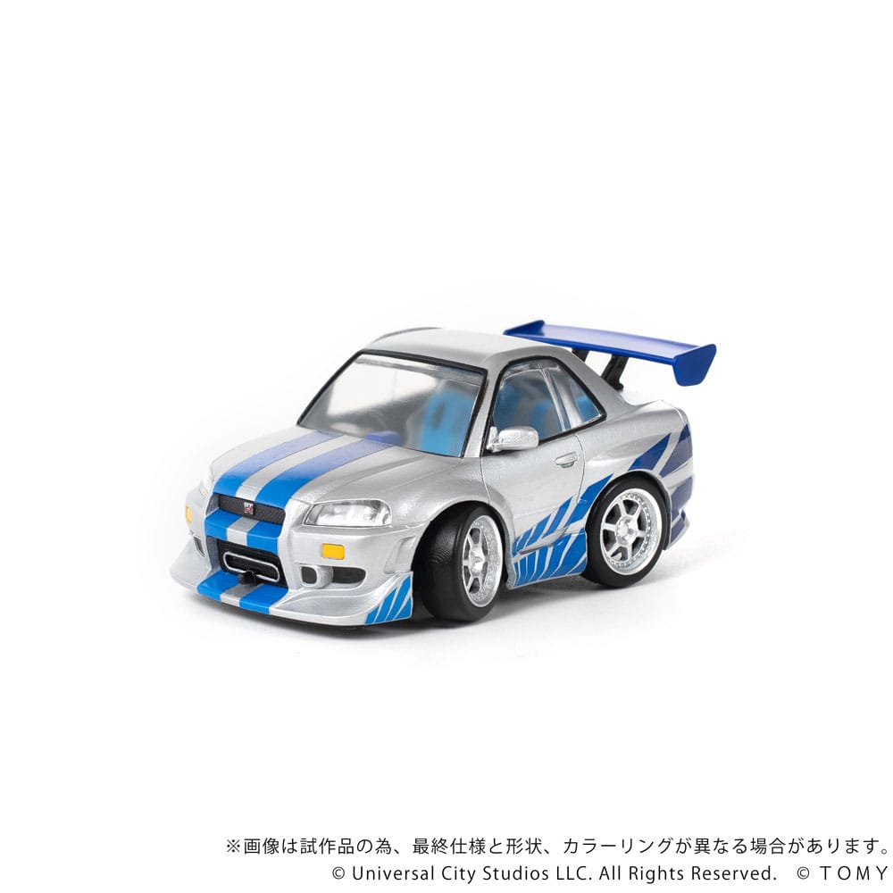 SU ORDINAZIONE Fast & Furious Q-Village Vehicle with mini-figure Nissan Skyline GT-R (R34) 9 cm