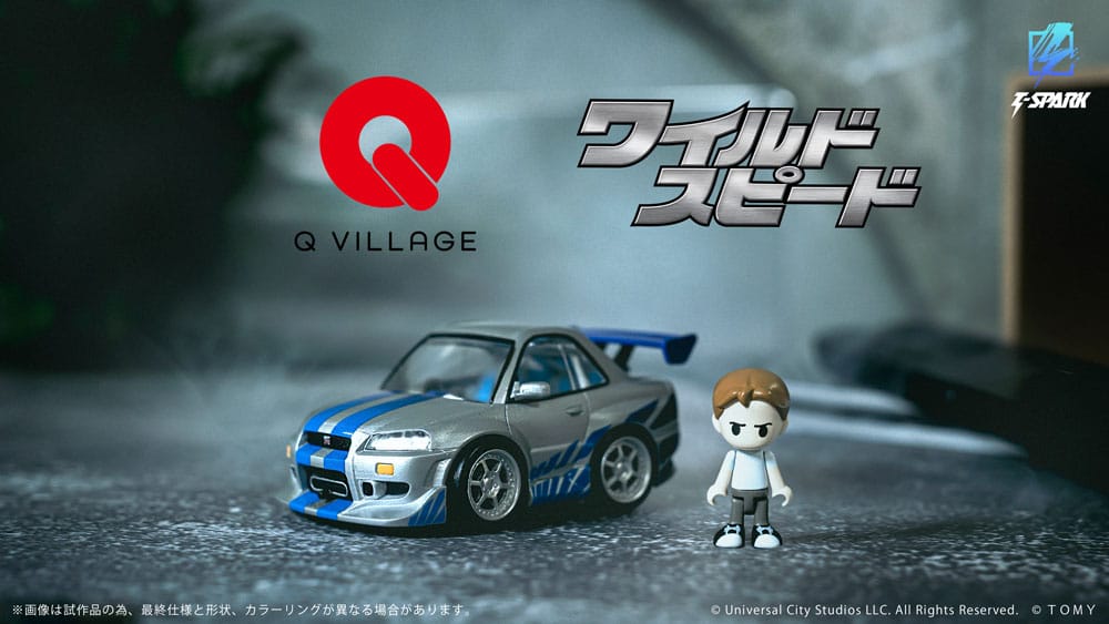 SU ORDINAZIONE Fast & Furious Q-Village Vehicle with mini-figure Nissan Skyline GT-R (R34) 9 cm