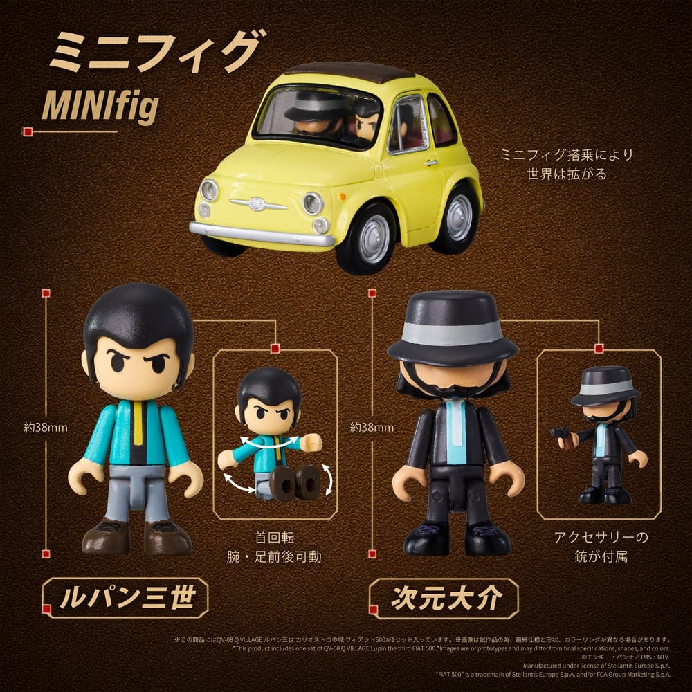 PREORDINE+ 08/2027 Lupin the Third: The Castle of Cagliostro Q Village PVC Figure QV-08 Fiat 500 8 cm