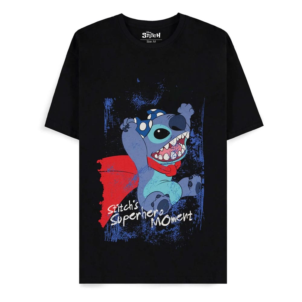 SU ORDINAZIONE Lilo & Stitch T-Shirt Superhero Black Size L ESAURITO