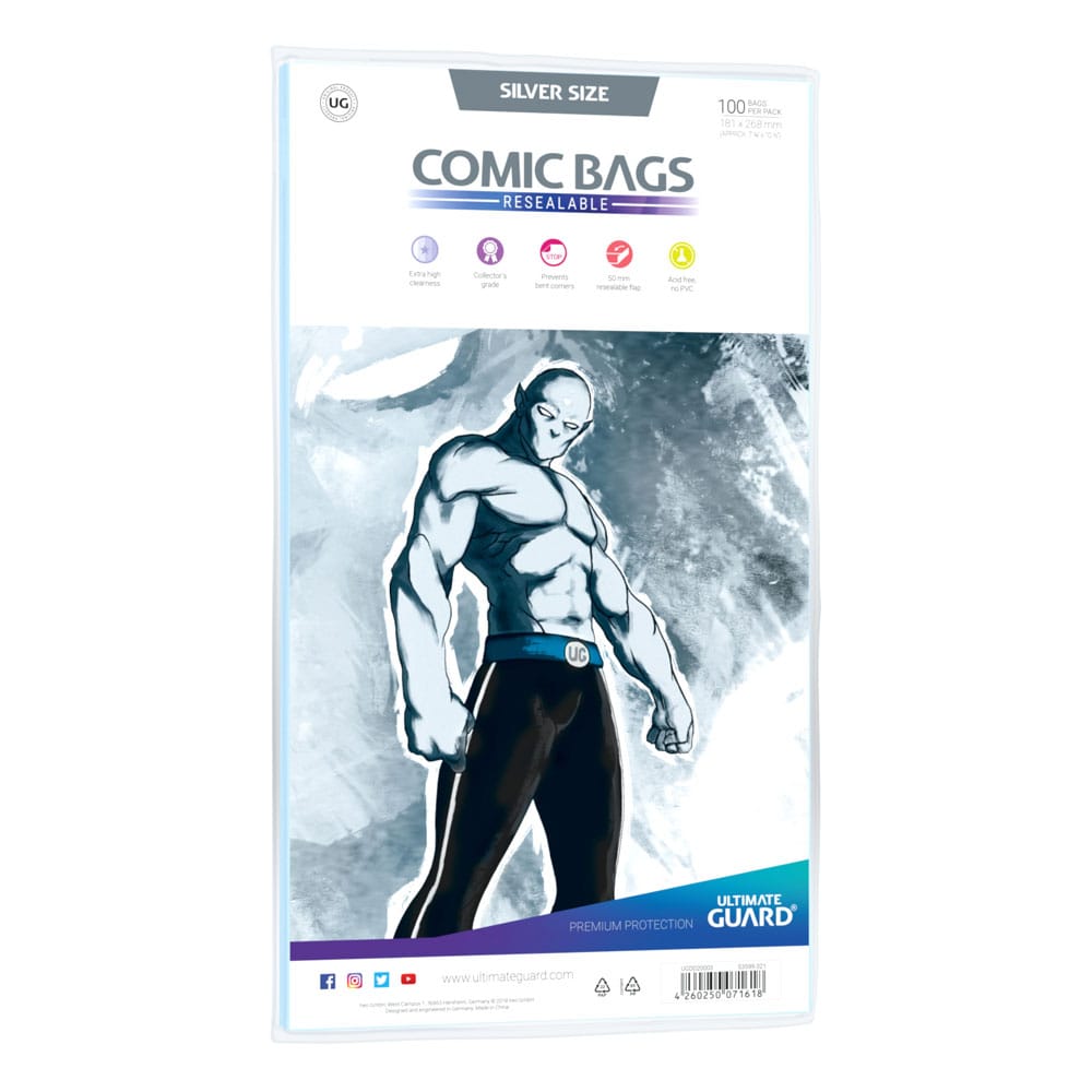 SU ORDINAZIONE Ultimate Guard Comic Bags Resealable (100) - Silver Size