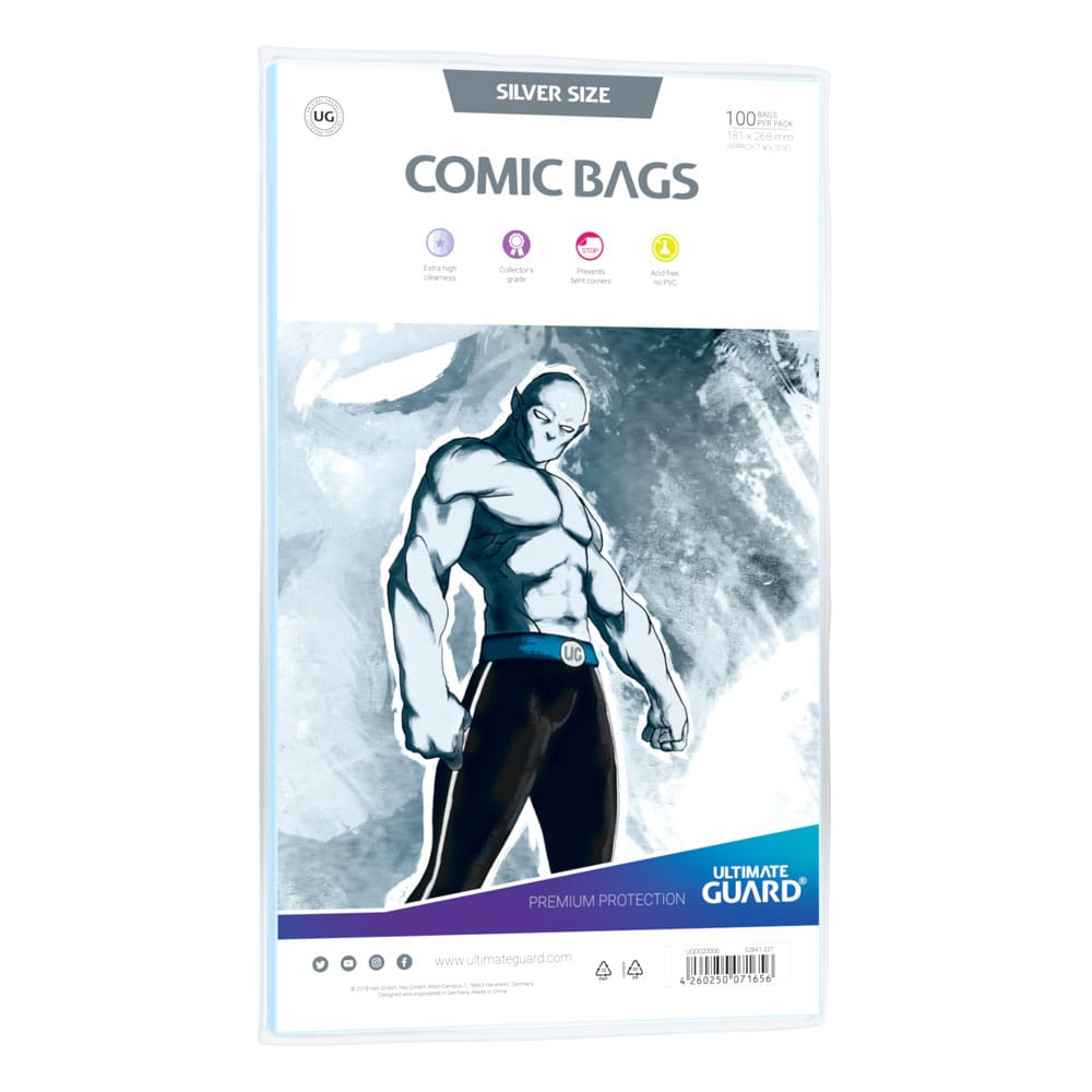 Auf Bestellung gefertigte Ultimate Guard Comic-Taschen Standard (100) - Silberne Größe