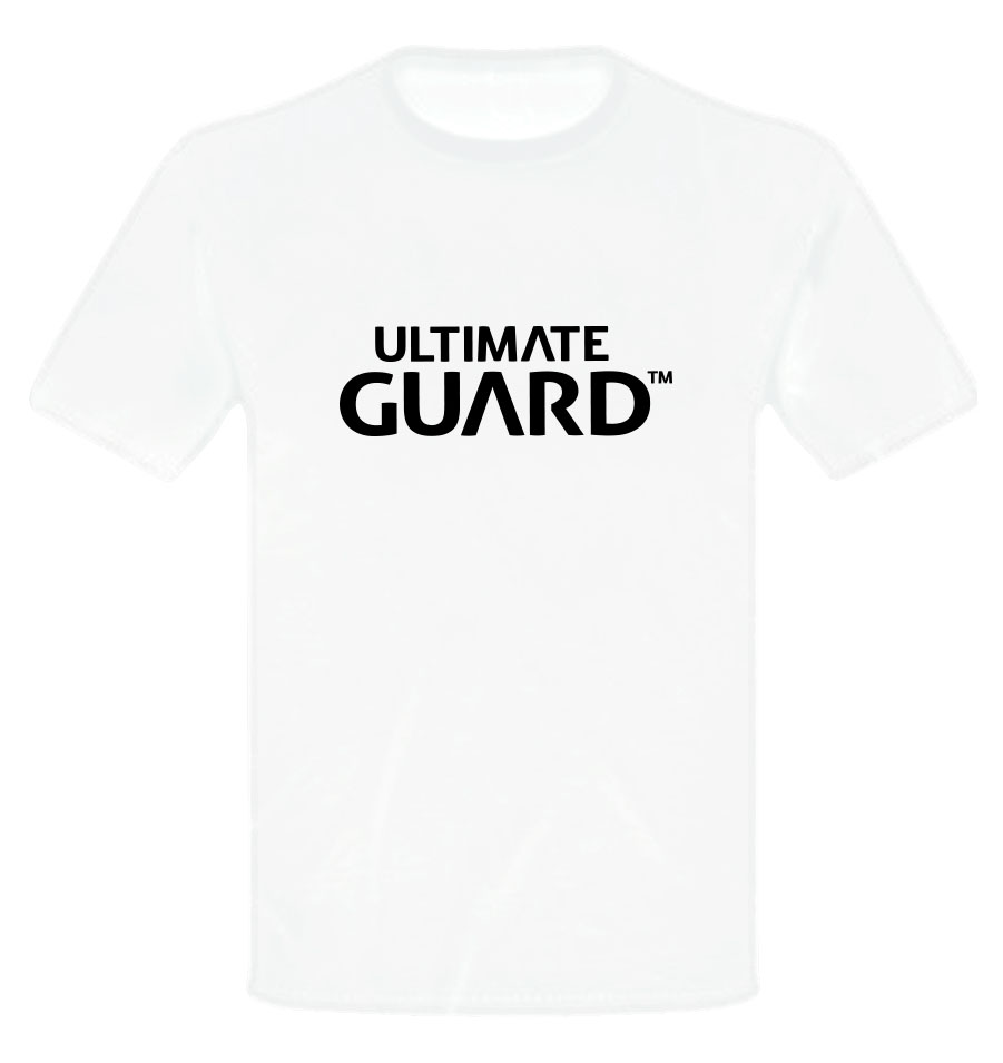 Auf Bestellung gefertigtes Ultimate Guard T-Shirt mit Schriftzug, Weiß, Größe XXL, AUSVERKAUFT