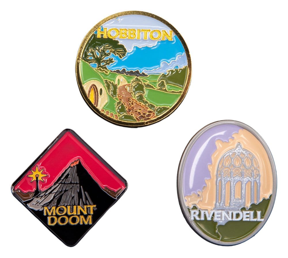 🧪 LAB | PREORDINE+ 01/2027 The Lord of the Rings Trilogy Pin Set Hobbiton, Rivendell & Mount Doom