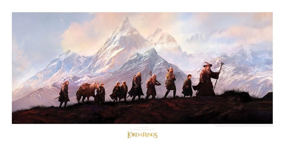 SU ORDINAZIONE Lord of the Rings Art Print The Fellowship of the Ring: 20th Anniversary 59 x 30 cm