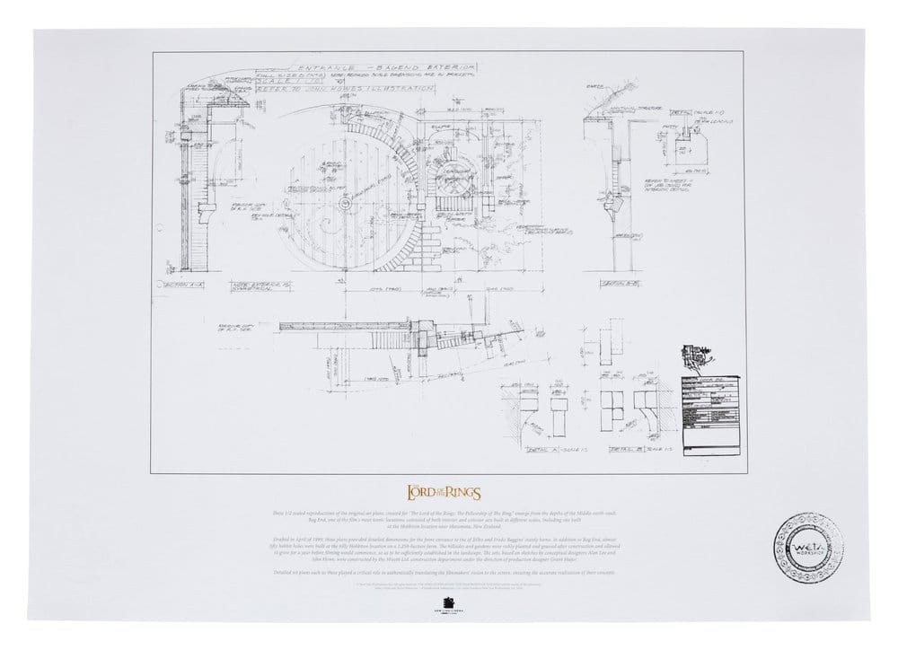 🧪 LAB | SU ORDINAZIONE The Lord of the Rings Blueprint Art Print Bag End 59 x 42 cm