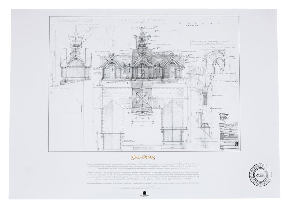 🧪 LAB | SU ORDINAZIONE Lord of the Rings Blueprint Art Print The Stable of Edoras 59 x 42 cm