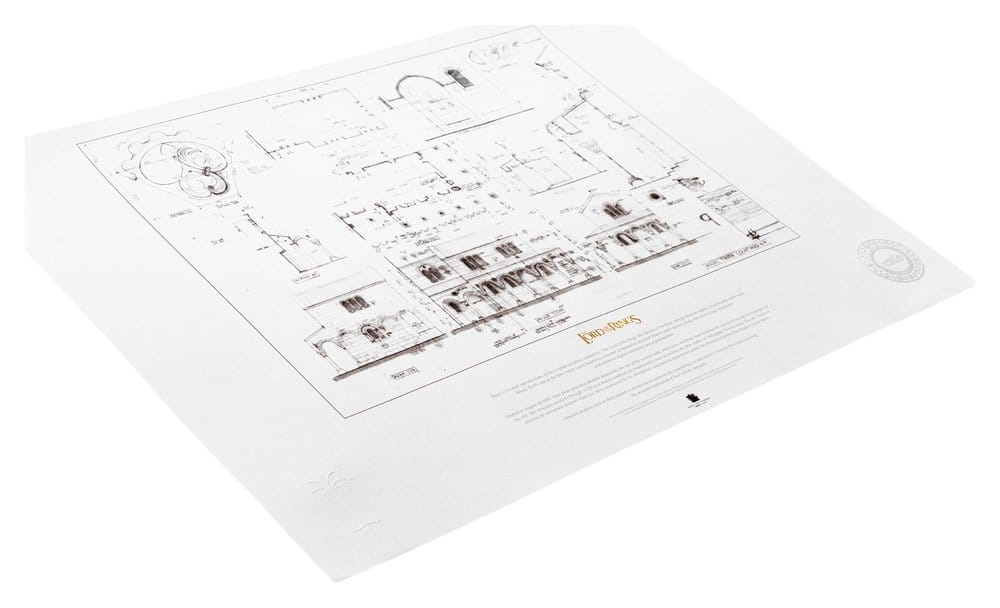 🧪 LAB | SU ORDINAZIONE Lord of the Rings Blueprint Art Print The Courtyard of Minas Tirith 59 x 42 cm