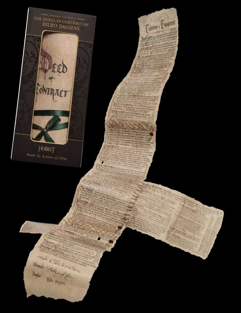 SU ORDINAZIONE The Hobbit Mini Replica The Burglar Contract of Bilbo Baggins